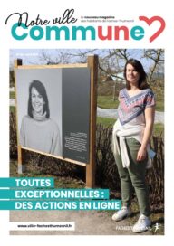 Couverture magazine d'une habitante devant son portrait - Agrandir l'image, fenêtre modale