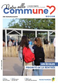 Couverture du magazine municipal 12 - ecoliers de dos dans la cours d'école - Agrandir l'image, fenêtre modale