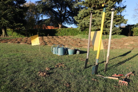 Image représentant des outils lors d'un atelier participatif de plantation de forêt