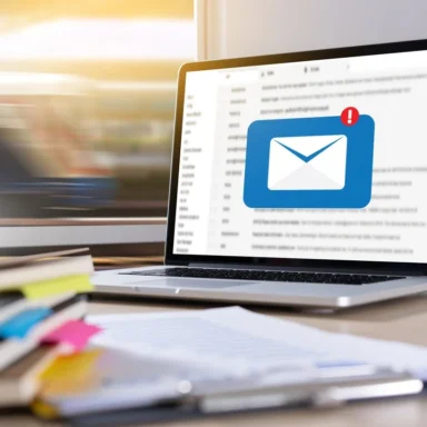 Image représentant un ordinateur recevant un mail.