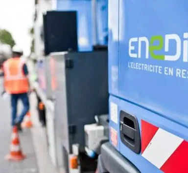 Photo illustrant des agents Enedis lors d'une intervention sur le réseau électrique