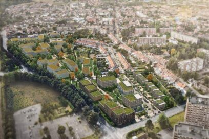 Vue aérienne - mise en situation du nouveau quartier Jappe Geslot - Agrandir l'image, fenêtre modale