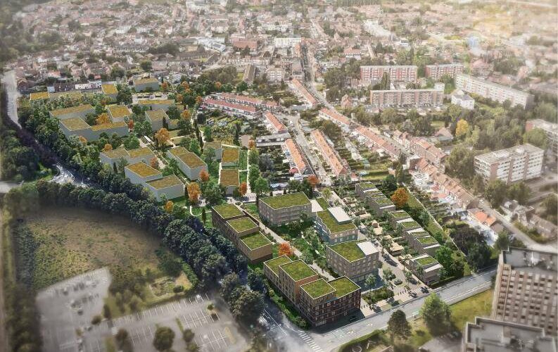 Vue aérienne - mise en situation du nouveau quartier Jappe Geslot