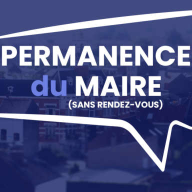 Image avec un bulle info avec à l'intérieur le texte Permanence du Maire