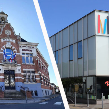 photos de l'hotel de ville et de la façade de la médiathèque