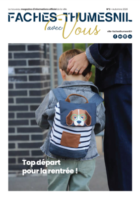 Couverture du Journal municipal N°2 - Automne 2026 - avec un enfant de dos avec son cartable