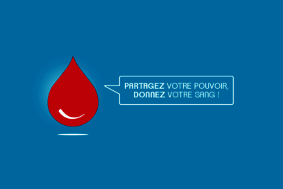 affiche bleu avec une goute de sang en dessin - Agrandir l'image, fenêtre modale